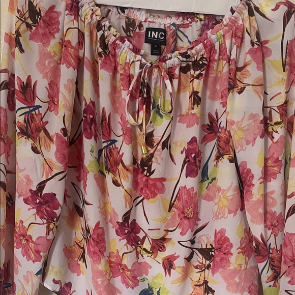 INC International Concepts Tops - INC International Concepts Floral Pink Peasant Blouse